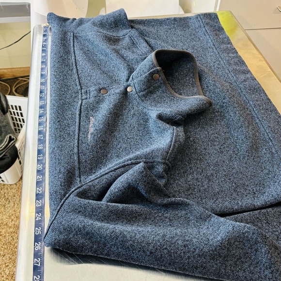 Mens 2XL Eddie Bauer Navy Heather Radiator Fleece Snap Front Pullover‎ Blue Mock - Picture 6 of 7